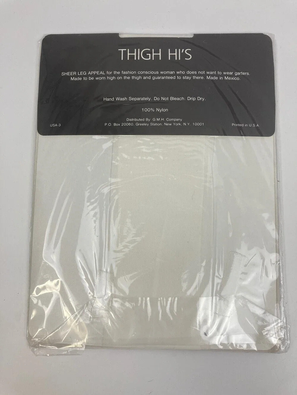 VTG 80s NOS Gold Medal Thigh Hi White Nylon Stocking Pantyhose Sz B - 5'5